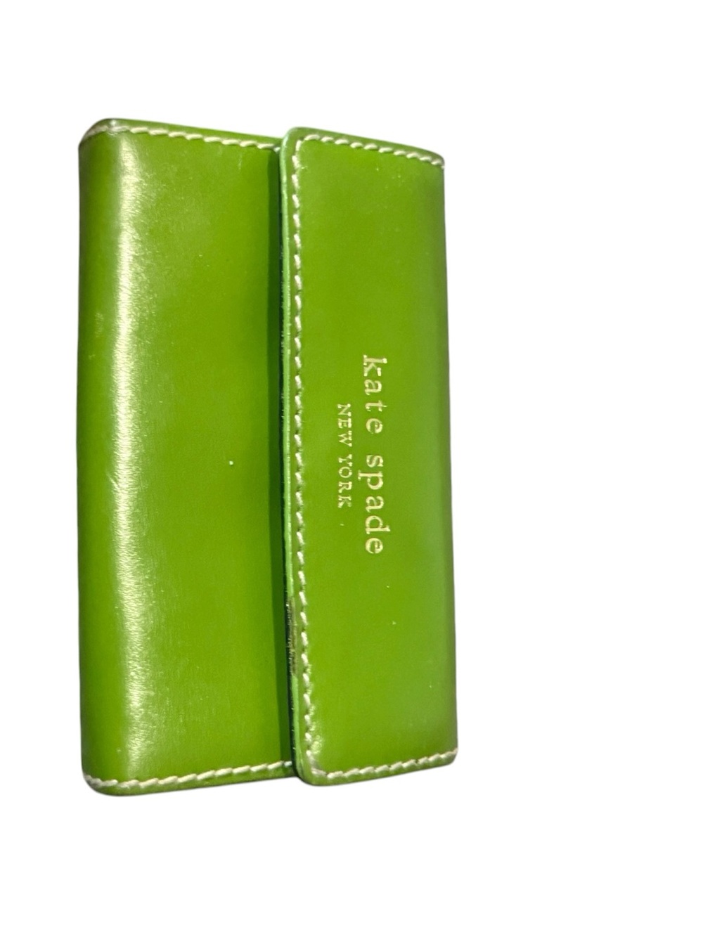 kate spade Bright Lime Green Leather Key Holder with Gold Logo